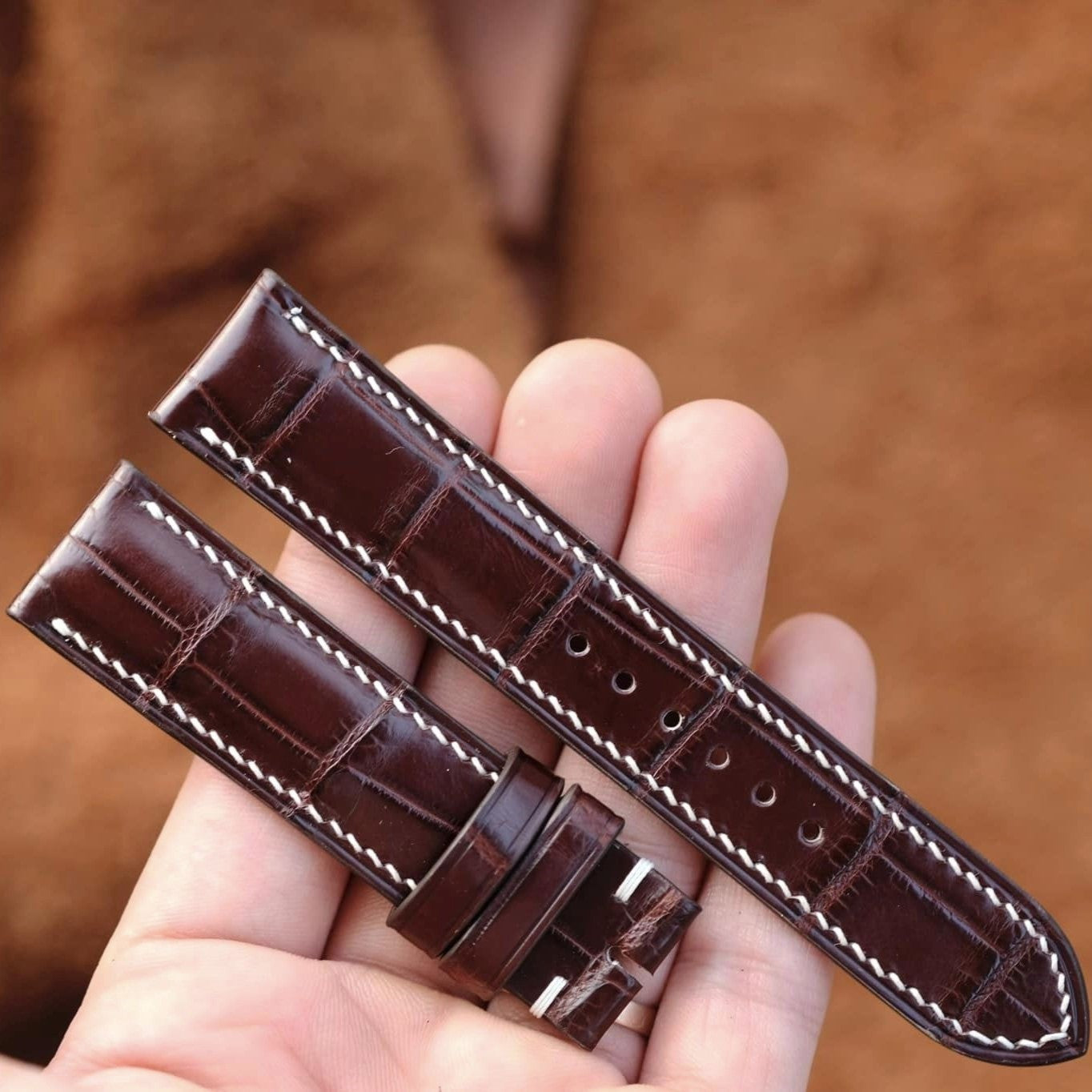 腕時計ベルト革 高級 本革アリゲーター クロコダイル 時計バンド