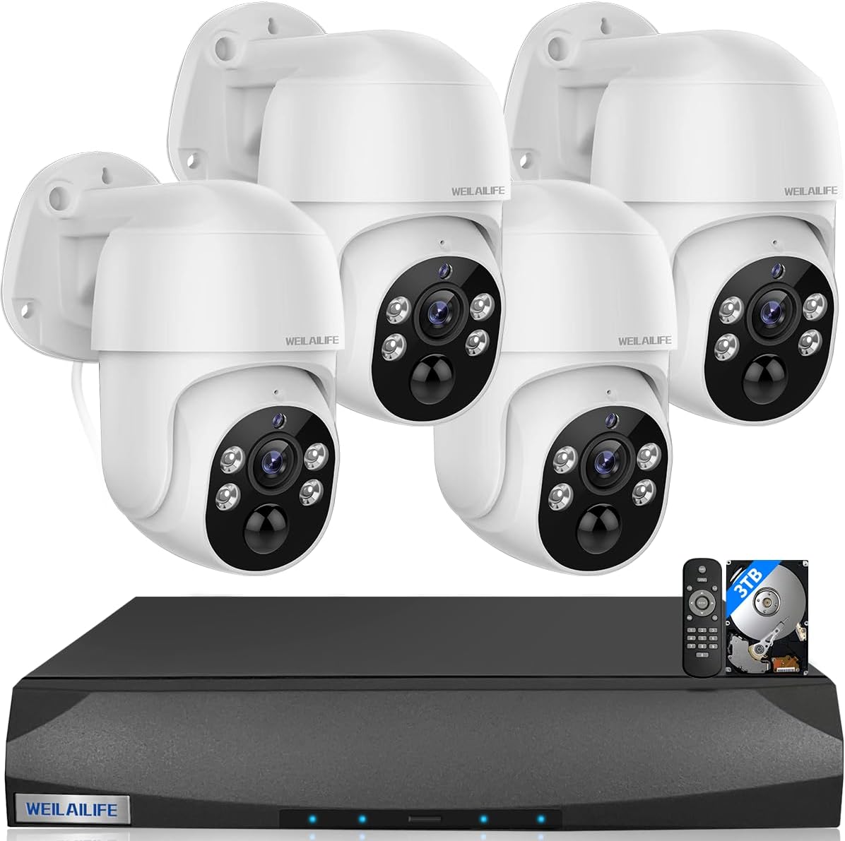 WEILAILIFE 防犯カメラ PTZ POE 6台セット(3TB HDD) WEILAILIFE 防犯