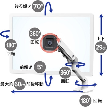 45-475-216 エルゴトロン HX モニターアーム ホワイト 49インチ(9.1