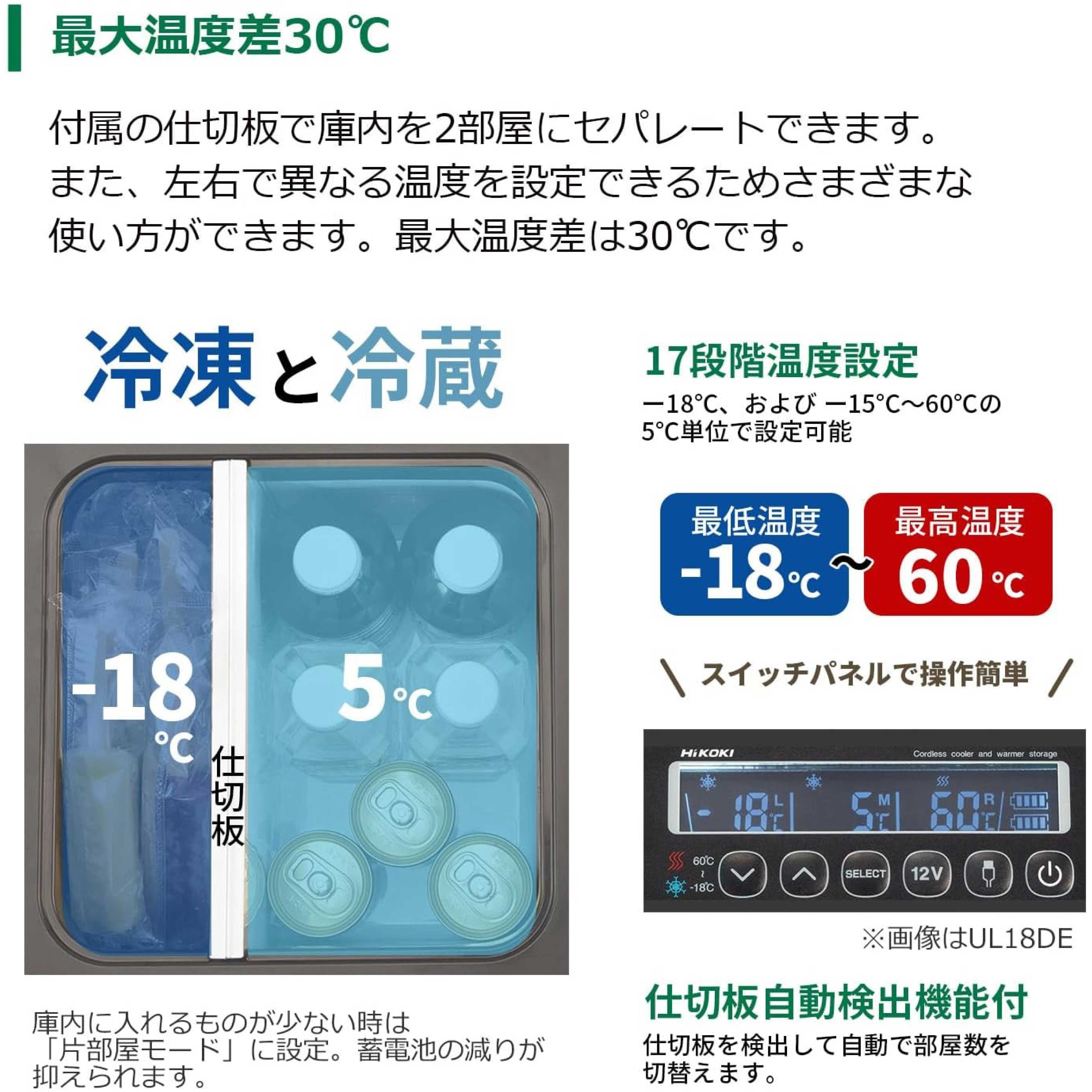 UL18DD (XMGZ) コードレス冷温庫(10.5Lタイプ) 電池2個付き仕様 1台