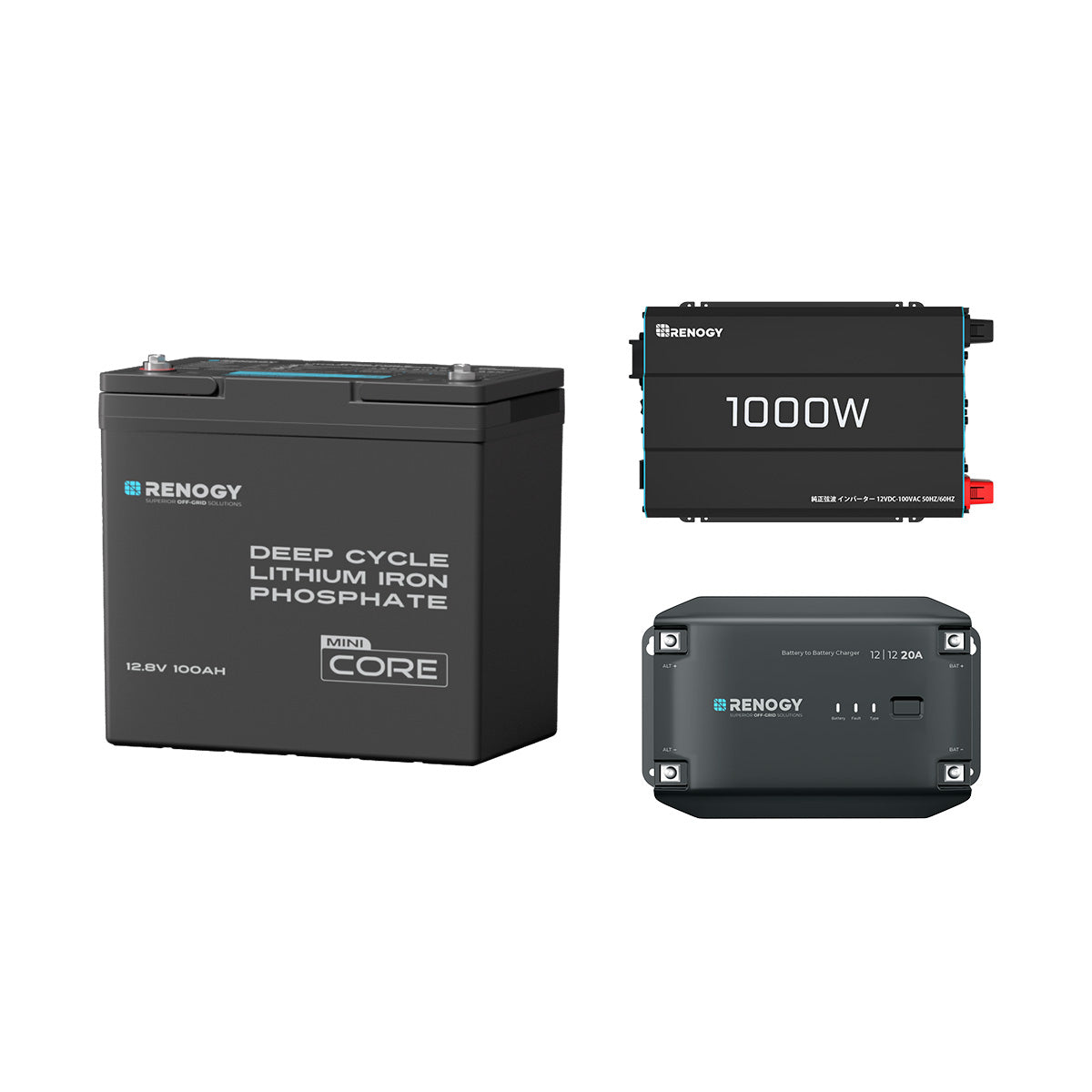 100Ah パワーキット｜100Ahリン酸鉄リチウムイオンバッテリー+1000W