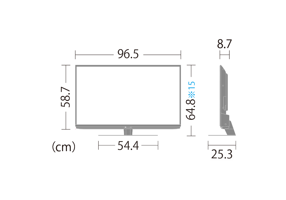 仕様 / 寸法 | AQUOS 4K DN1/DN2ライン | テレビ：シャープ