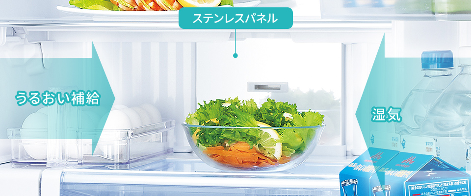 ステンレス・ミスト冷蔵室 | プラズマクラスター冷蔵庫の特長 | 冷蔵庫