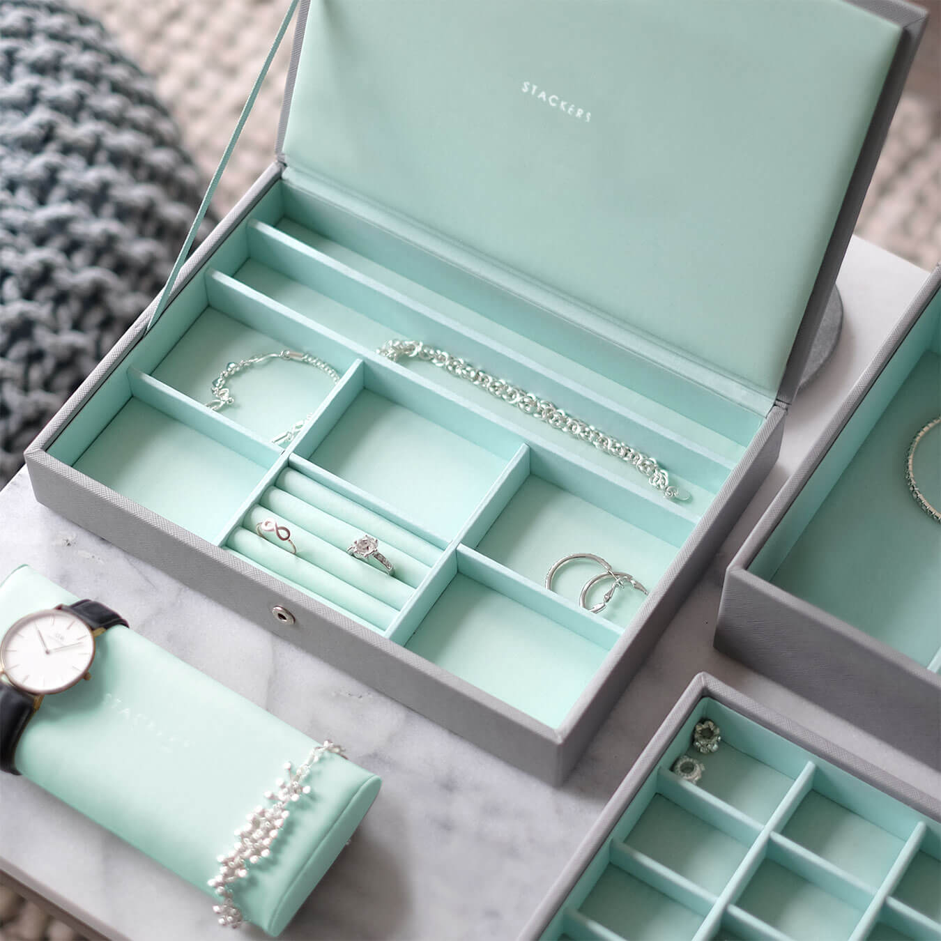 Grey Mint Classic Jewellery Box Lid – STACKERS LONDON