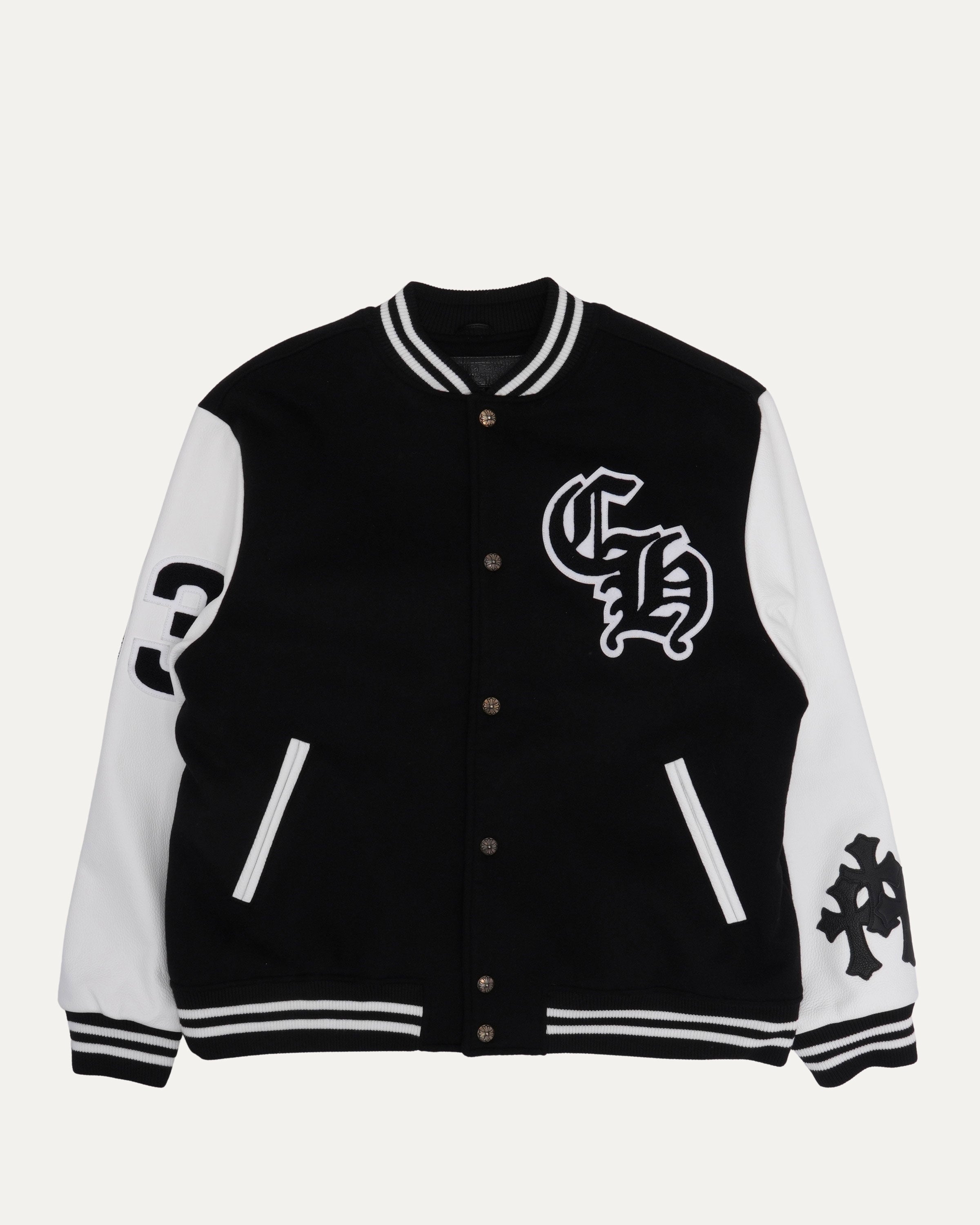 Chrome Hearts Cashmere and Leather Varsity Chicken Jacket – Justin