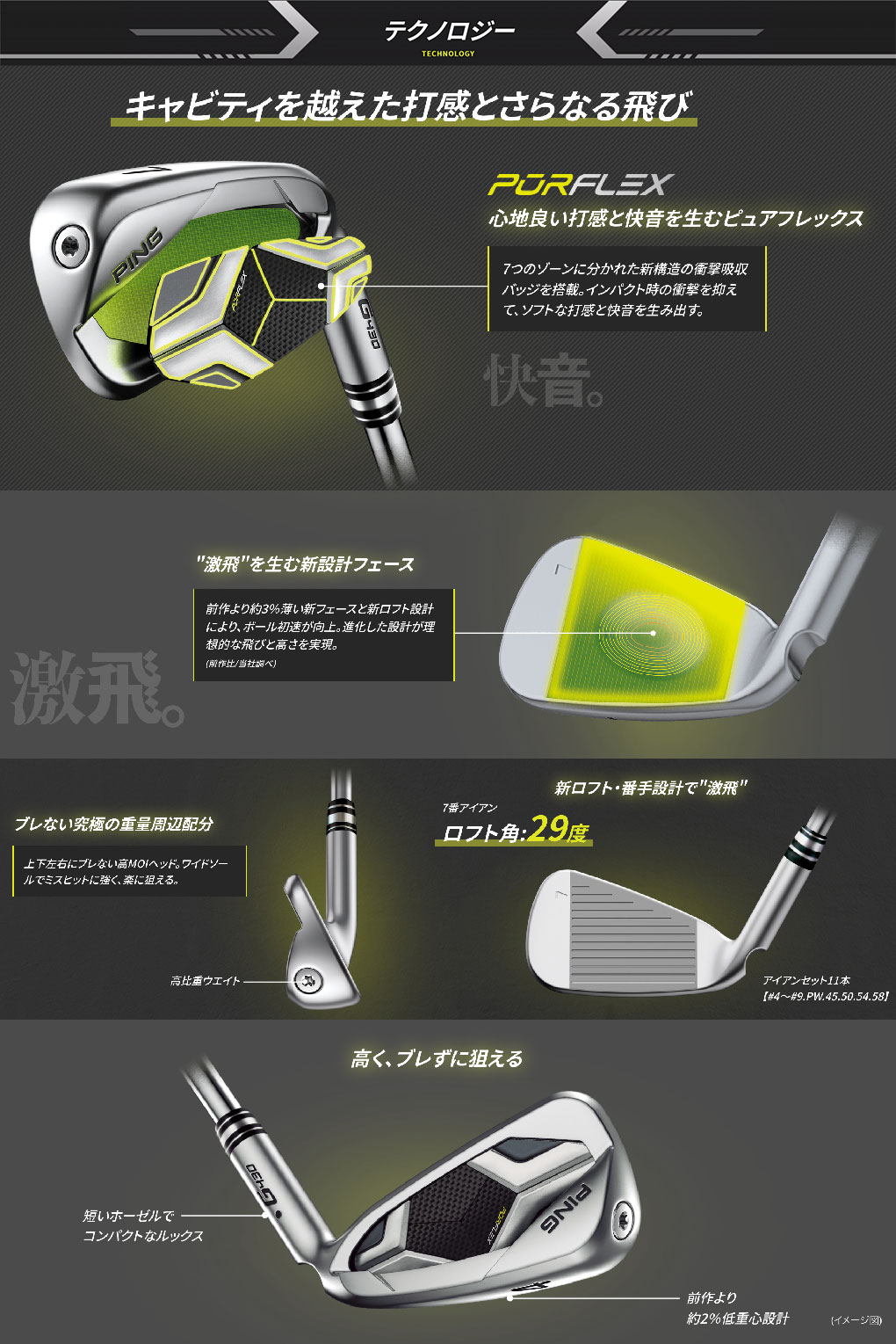 ピン PING G430 アイアン 6本セット(6I-9I,PW,45) メンズ TOUR 2.0