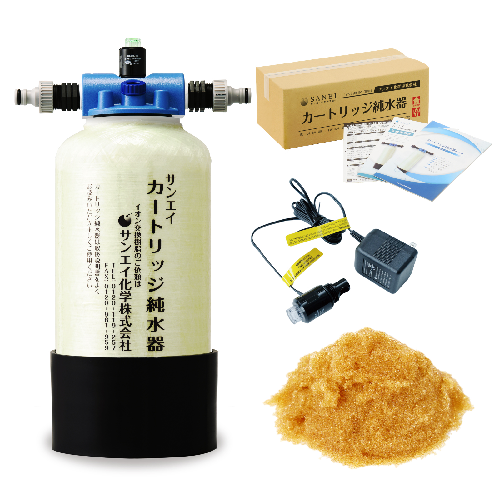 サンエイ化学 カートリッジ純水器 3L プロタイプ ランプ式導電率計付き