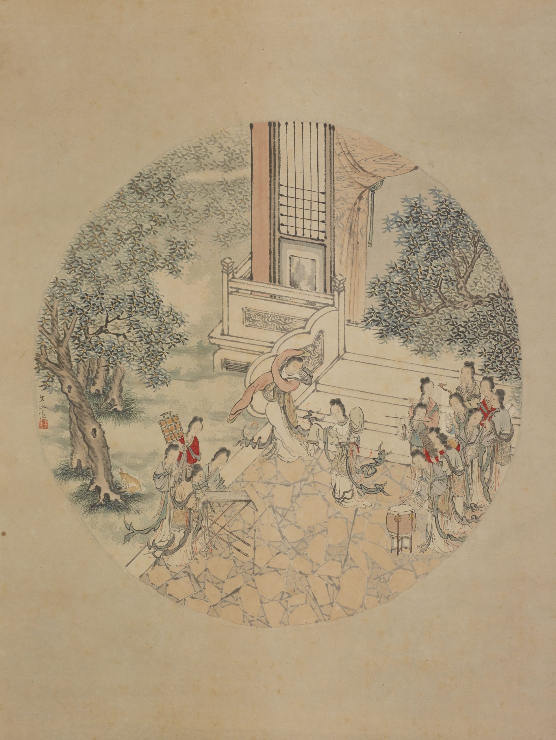 張大千 仕女図 掛け軸 中堂 手描き 中国美術 絵画 書画 人物画