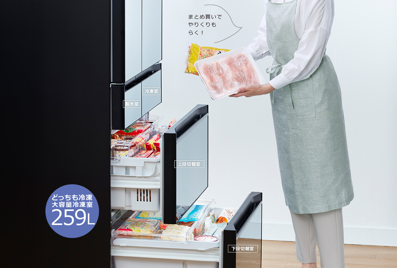 特長：どっちも冷凍 ： 冷蔵庫 ： 日立の家電品