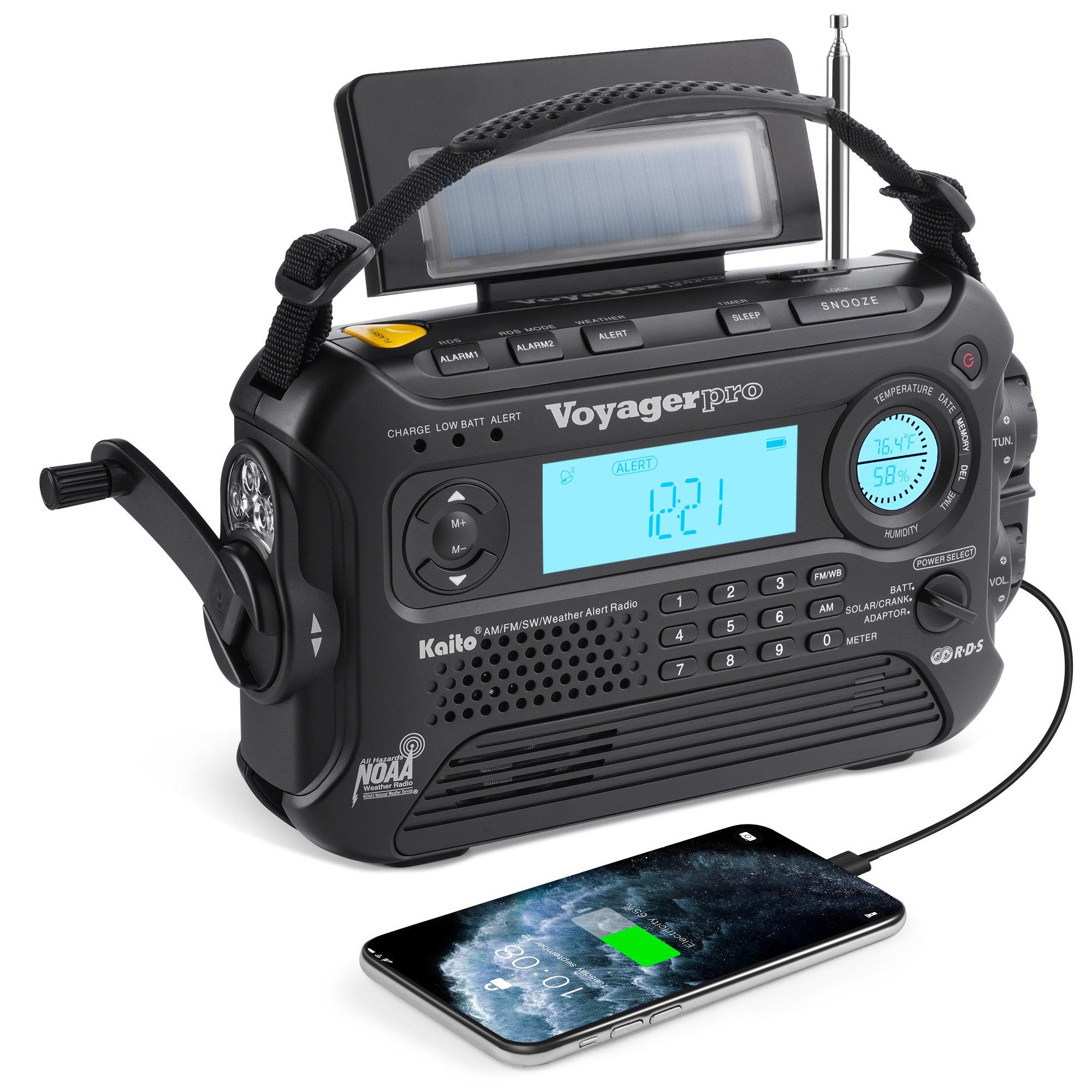 Kaito Voyager Pro KA600 Digital Solar Crank AM/FM/LW/SW NOAA