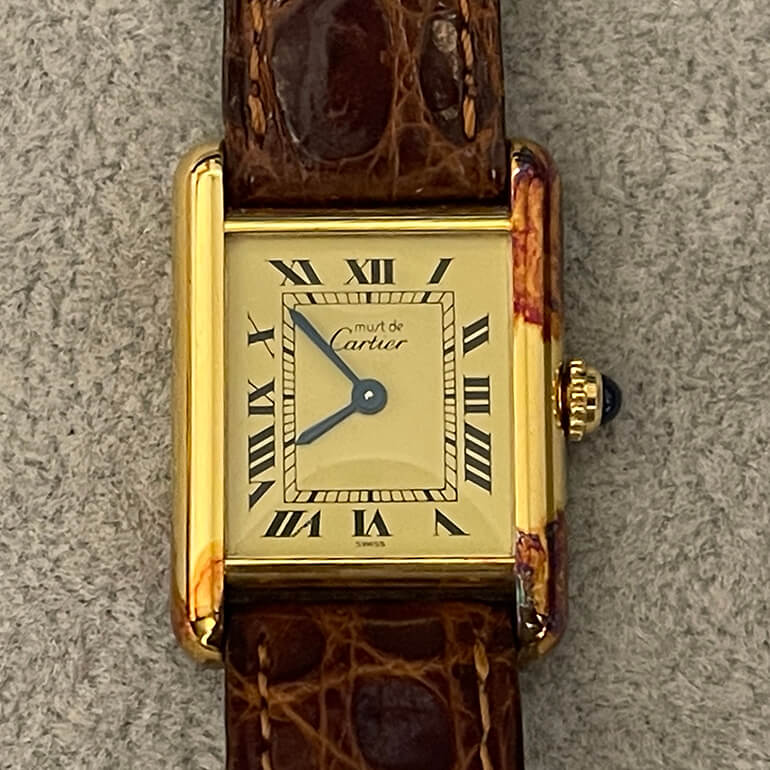 カルティエタンクの変色｜変色｜時計修理｜カイドージュエリー
