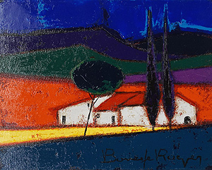 ロジェ・ボナフェ「糸杉と白い家」油彩2号