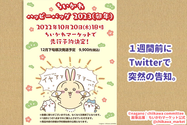 🐰うさぎ年】ちいかわ ハッピーバッグ2023（卯年）中身どんな感じ？全
