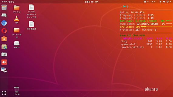 Ubuntu 18.04 LTS 日本語 Remix の試用