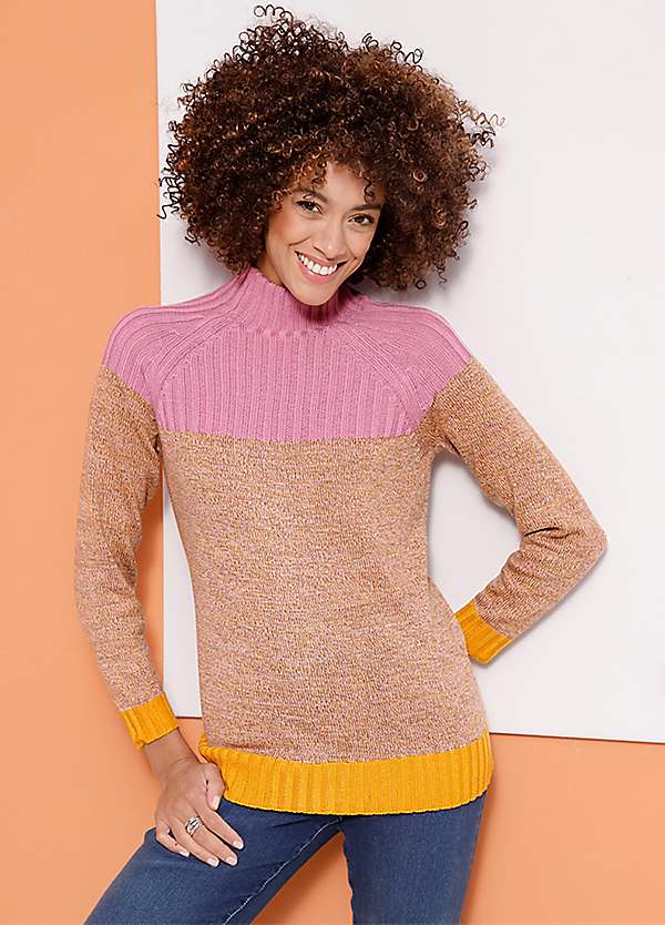 Witt Colourblock Turtleneck Jumper | Kaleidoscope