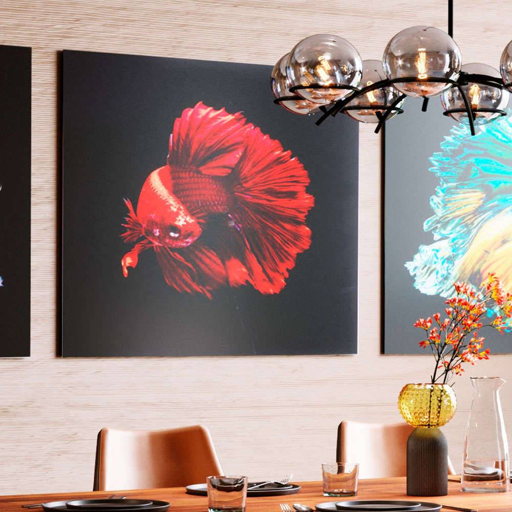 廃番】ファイアーフィッシュ100x100cm ガラスアート ｜【KARE】ドイツ