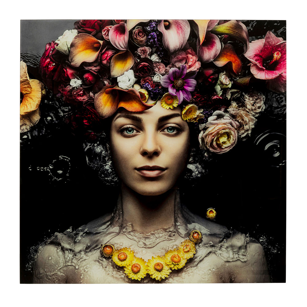 廃番】フラワーアートレディ80x80cm ガラスアート ｜【KARE】ドイツの