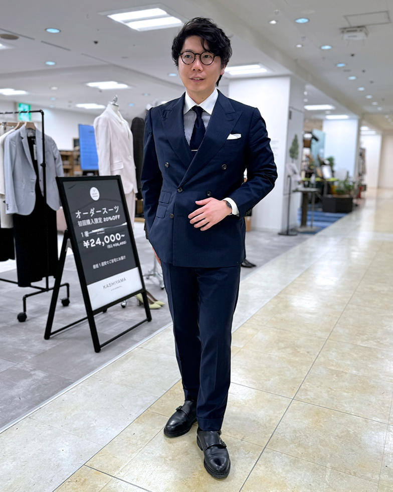 ネイビーダブルスーツスタイル そごう横浜店 山形聡 | オーダースーツ