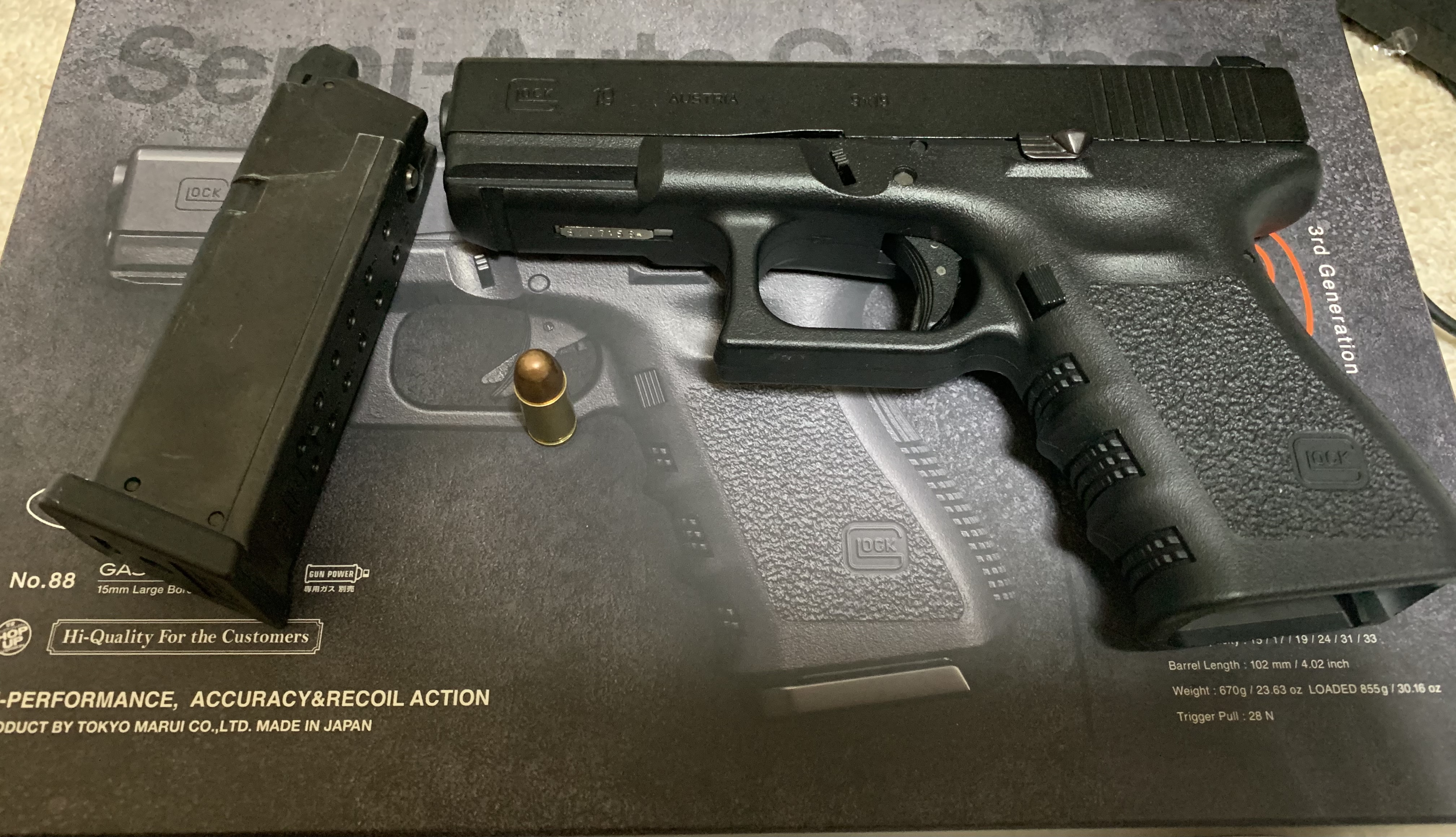 東京マルイ GLOCK19 GEN3 カスタム品のレビューと分解