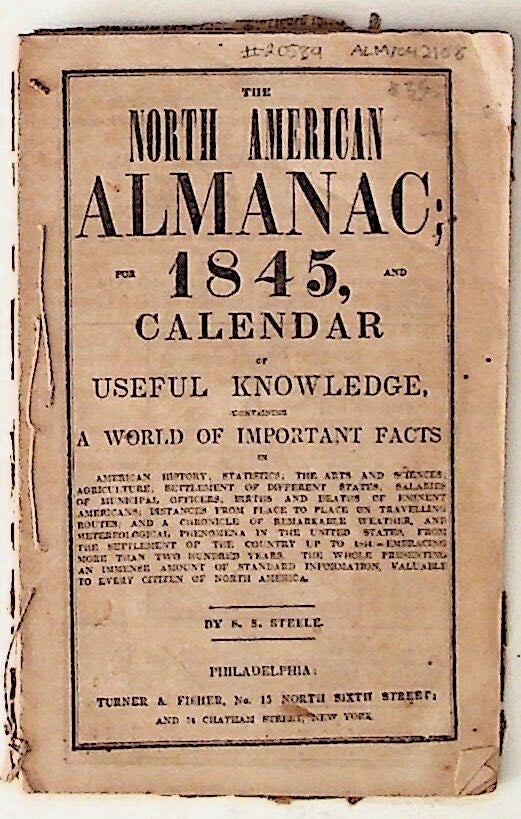 The North American Almanac for 1845, and Calendar of Useful