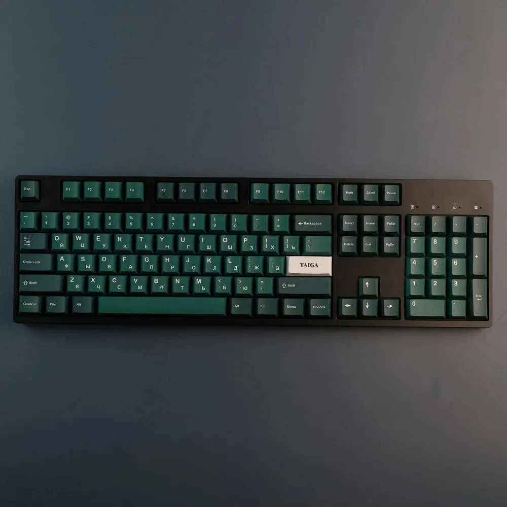 GMK Taiga Clone Keycaps Set Russian Green White Cherry PBT - Keysium