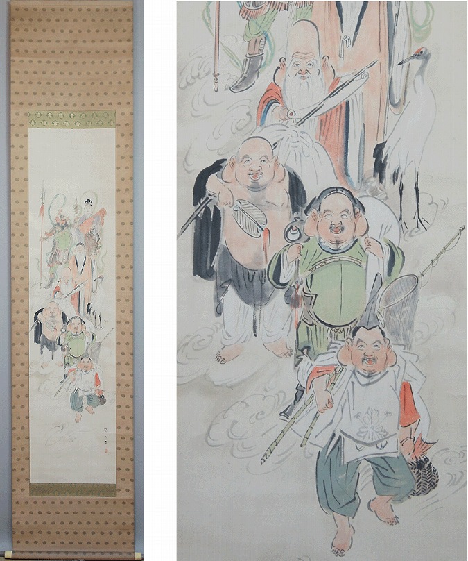 真作】小山栄達/曳き舟図/掛軸/名家伝来/AD-390