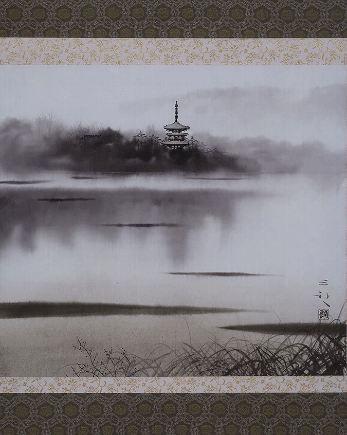 浜田三郎 塔のある風景 | 掛軸(掛け軸)販売／表装ご依頼は掛軸いっぷく