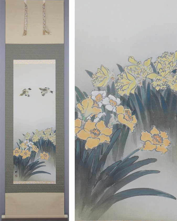 掛け軸 小川香月 名月秋声 絹本 希少 軸装 茶道具 掛軸 美品 です