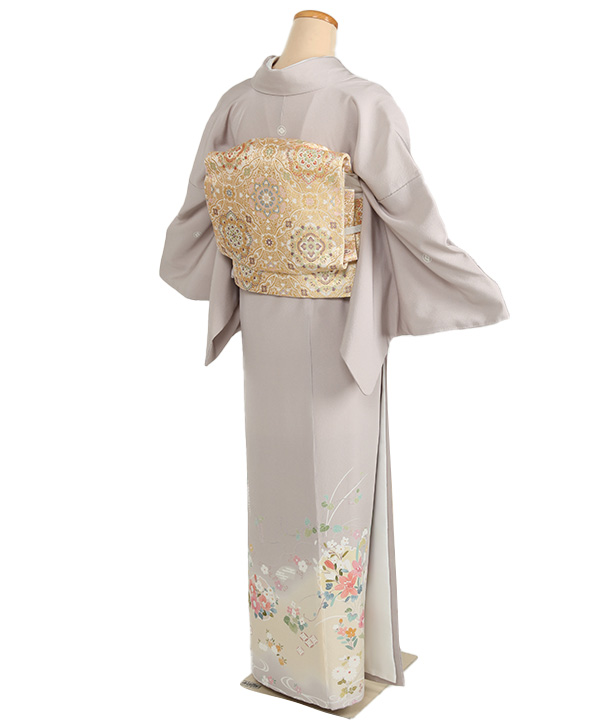 色留袖レンタル｜薄藤色に雪輪 四季草花｜I0143｜L｜宅配着物レンタル