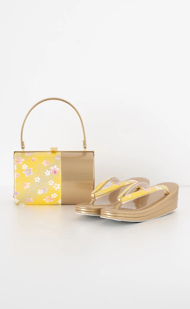 振袖用草履バッグセット／桜／黄色 | 振袖レンタル·購入や成人式の