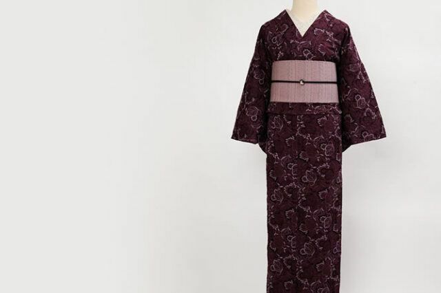 レース刺繍着物＞はんなり&ウツクシ、レース刺繍着物－葡萄－葡萄酒