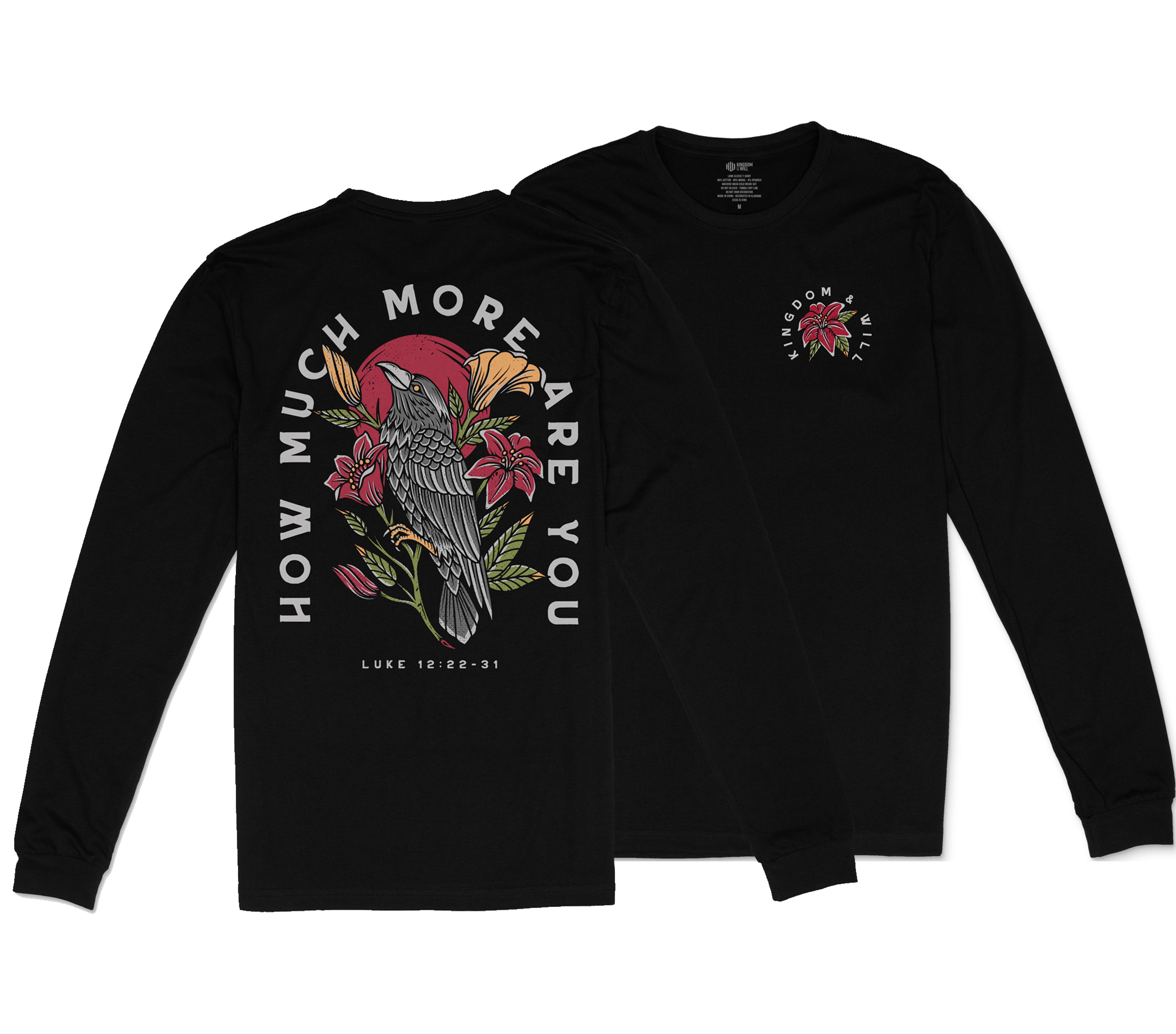 Ravens & Lilies Long Sleeve T-Shirt (Black) – Kingdom & Will