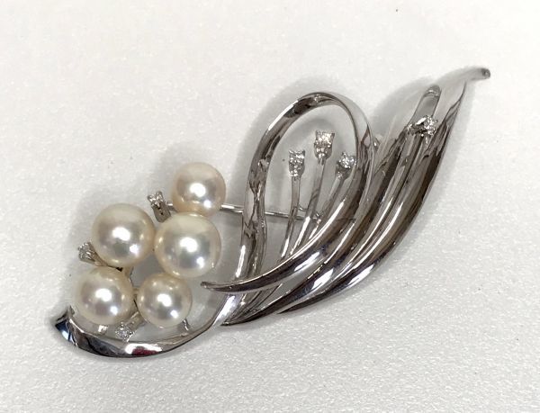 MIKIMOTO ミキモト ホワイトゴールド WG K14 刻印入り 天然ダイヤ