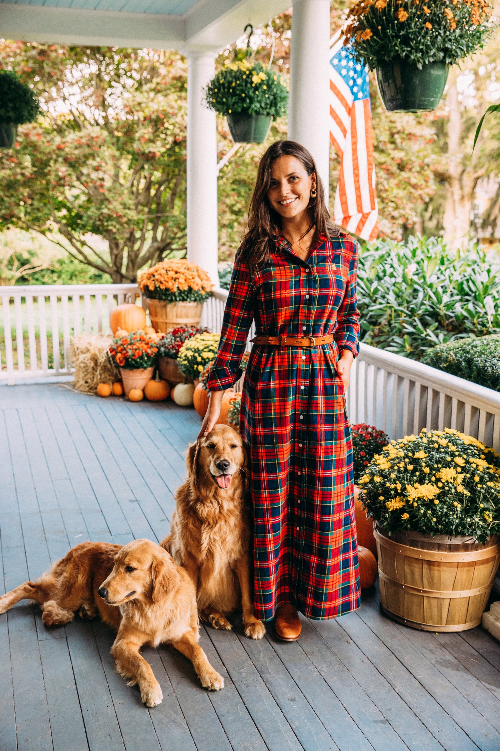 KJP Women's Maple Lake Trail Long Sleeve Flannel Belted Maxi Dress