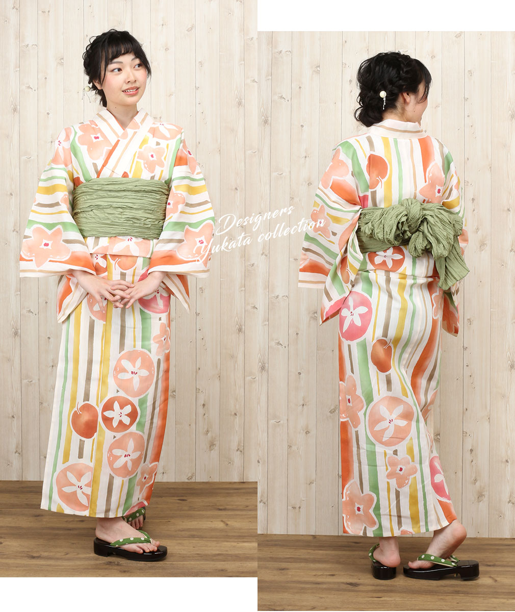 浴衣 単品 《tsumori chisato》お仕立て上がり浴衣 ＜オフホワイト 橙