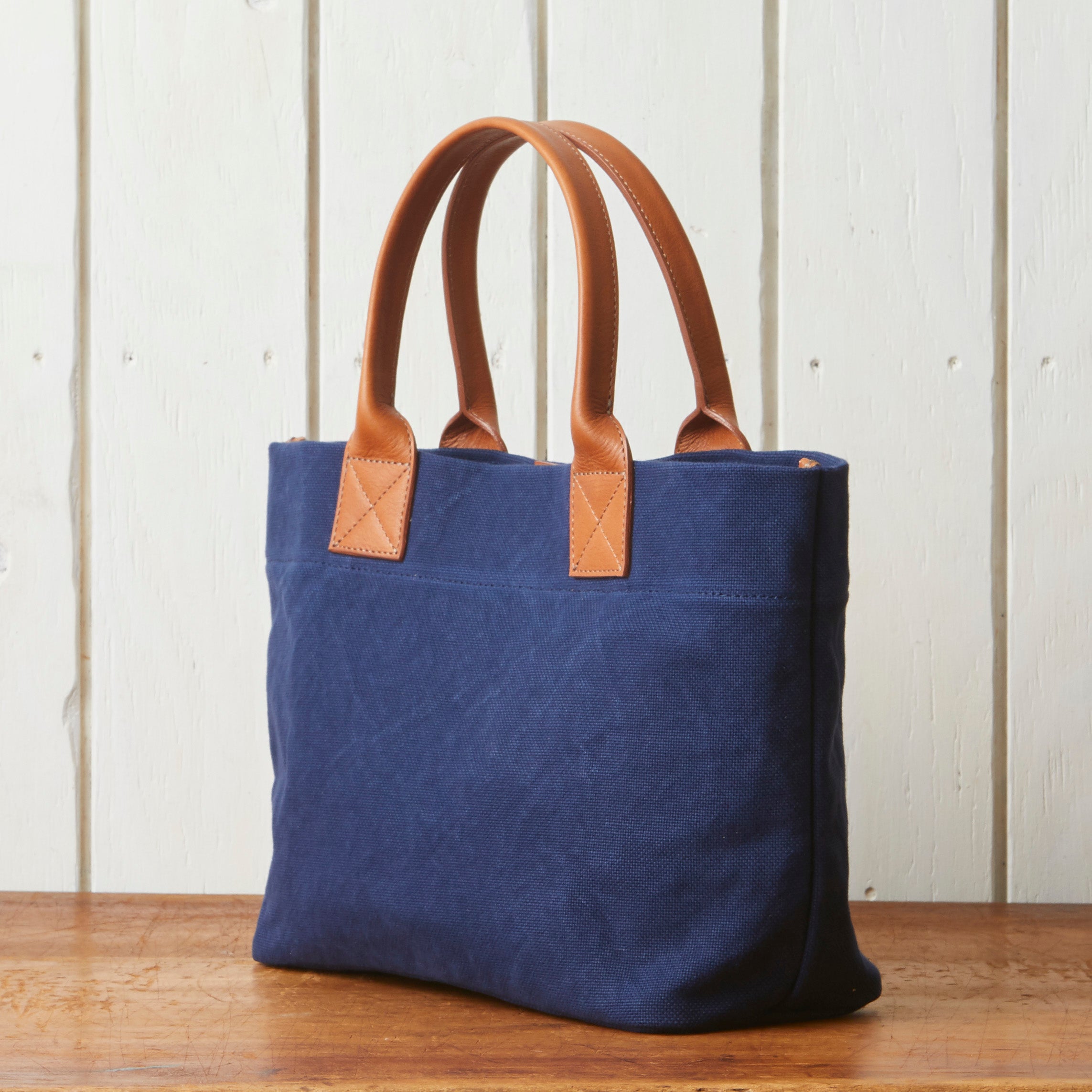 帆布×牛革 ランチトートバッグ【SA205】軽量350g 自立型 経年変化 日本