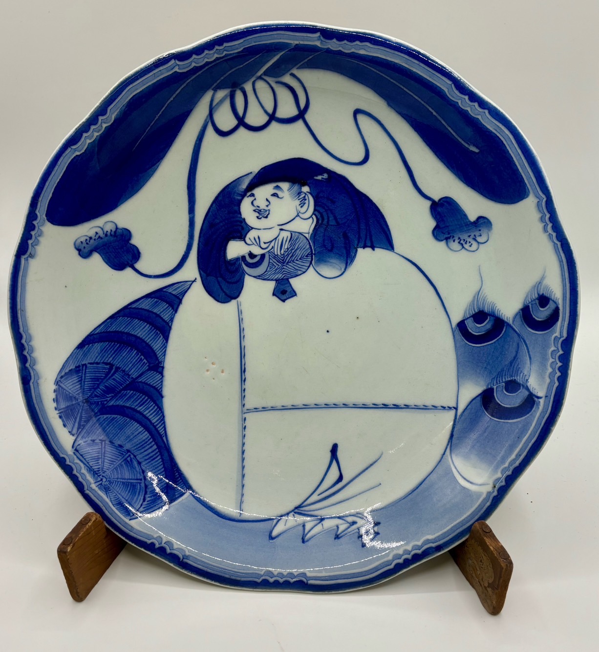 後期伊万里 志田窯大皿 染付大黒文大皿 - 古美術 美養