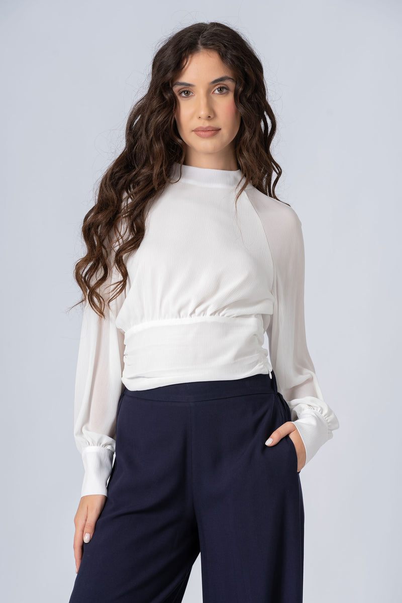 Long sleeved sash effect blouse - MEFRUX BLOUSE | Kocca