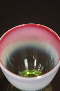 氷コップ 赤い縁 乳白色 足付きグラス 3個セット 氷コップ 赤い縁