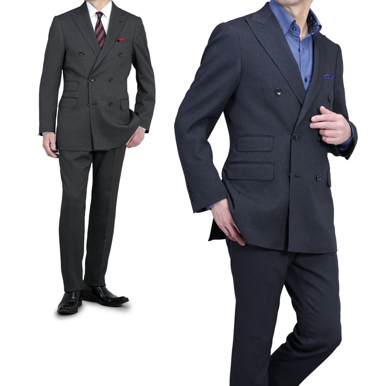 ダブルスーツ メンズ 6つボタン スリム 春夏秋冬 オールシーズン対応