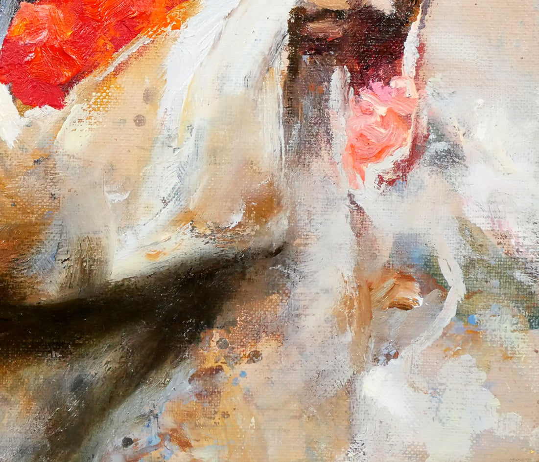 作者不明○画面サイン有り・Tsuruoka○鼓○油彩○裏サイン○坂本 【