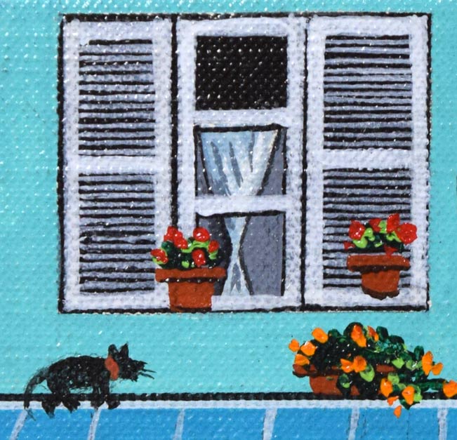 ビンカシワ「トイ・ショップ」油絵・F0号 絵画買取・販売の小竹美術