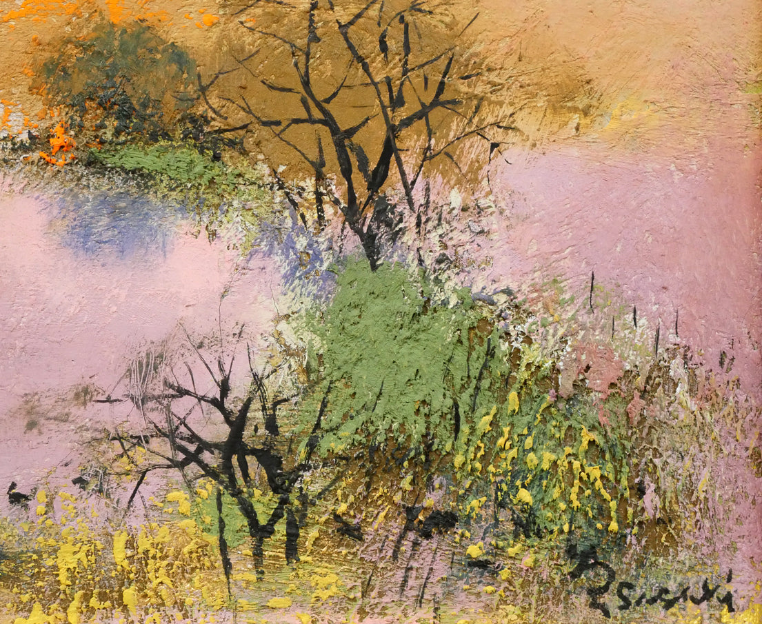 佐々木栄松「釧路湿原（金縁）」油絵・F3号 絵画買取・販売の小竹美術