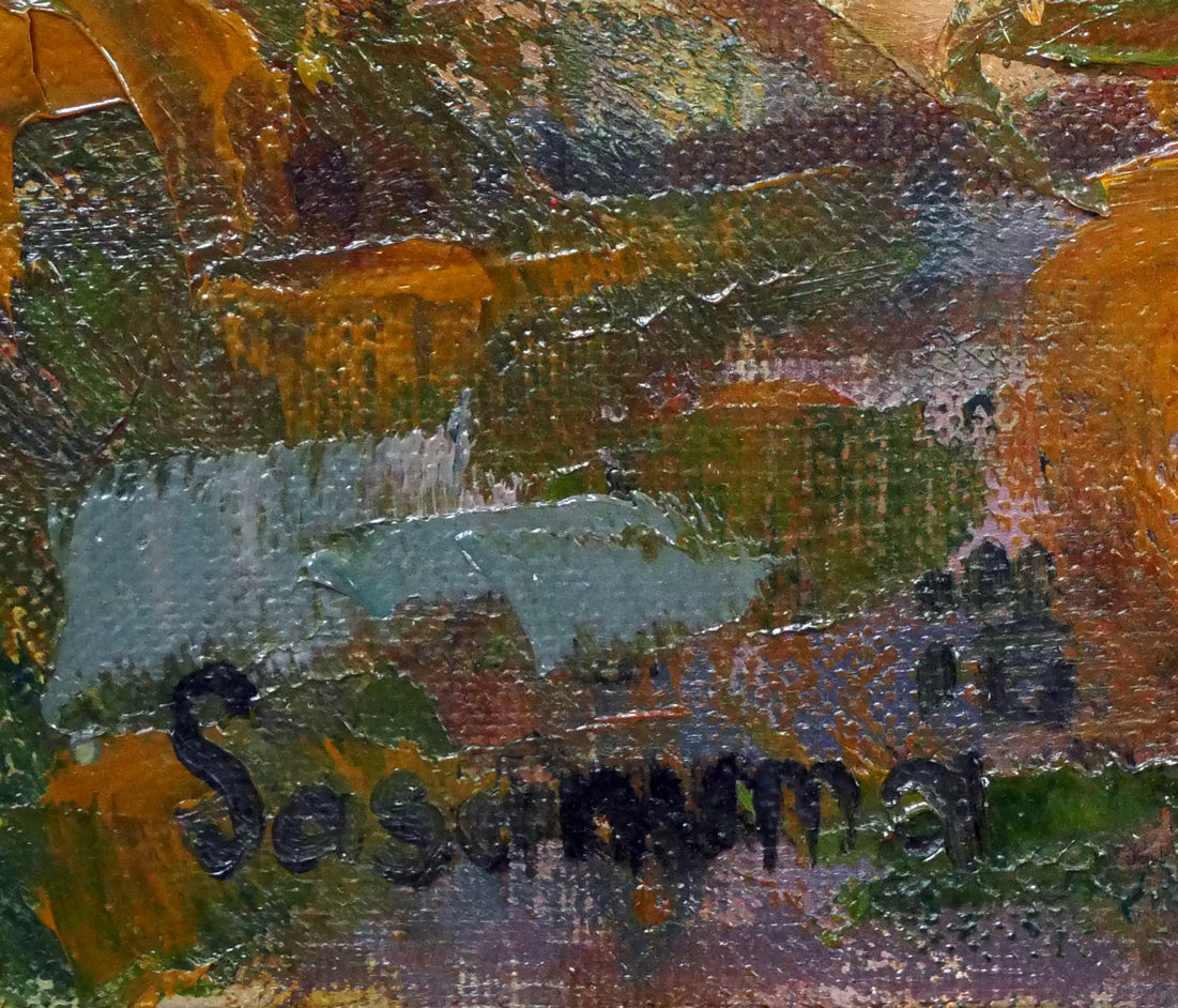 笹沼浩平「錨と舩（渡欧記念個展出品作）」油絵・F6号 絵画買取・販売