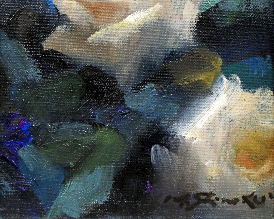 清水梵朝「薔薇」油絵・SM 絵画買取・販売の小竹美術