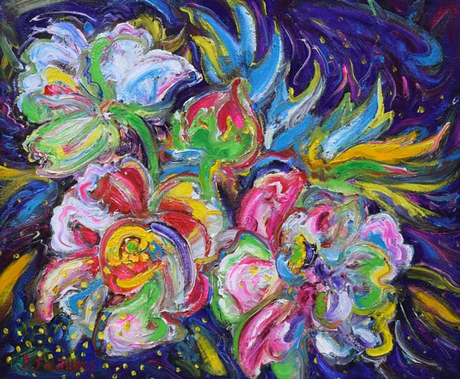 鈴木康雄「牡丹」油絵・F8号 絵画買取・販売の小竹美術