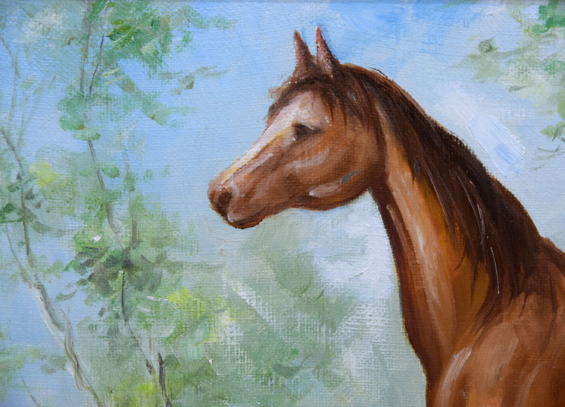 鈴木政輝「馬」油絵・F4号 絵画買取・販売の小竹美術