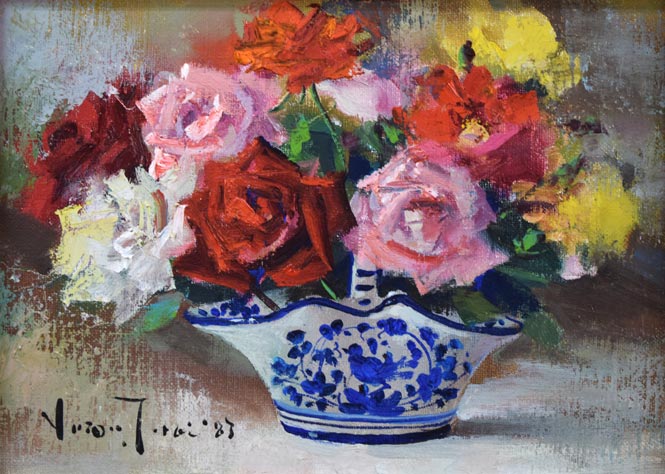 河野重軌絵画バラ油絵