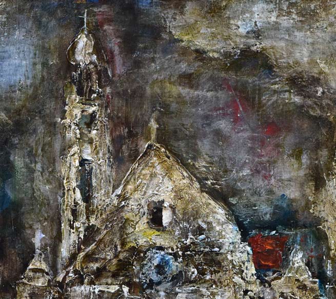 山田茂人「聖堂」油絵・F6号 絵画買取・販売の小竹美術