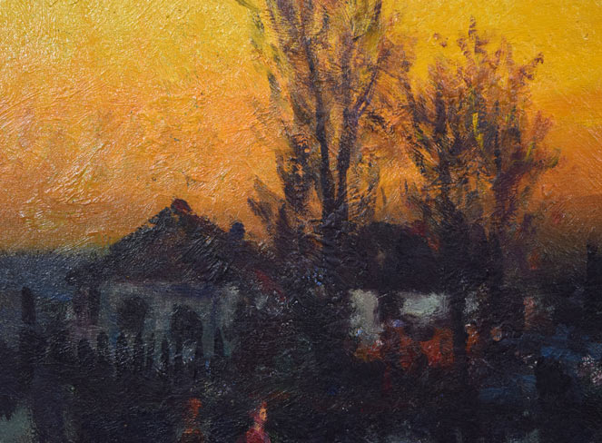 真作 油彩 的場信治作 セコビアの街の風景 購入者が説明読み購入金額